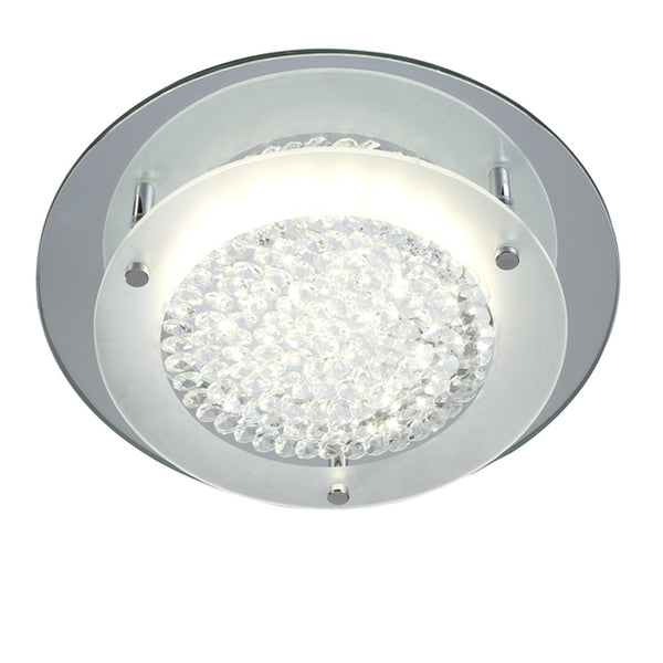 Plafonnier Crystal LED chromé, verre, Ø 28 cm