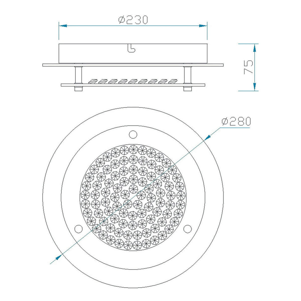 Plafonnier Crystal LED chromé, verre, Ø 28 cm