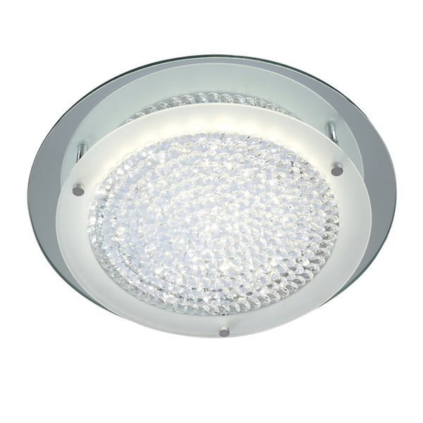 Plafonnier Crystal LED chromé, verre, Ø 36 cm