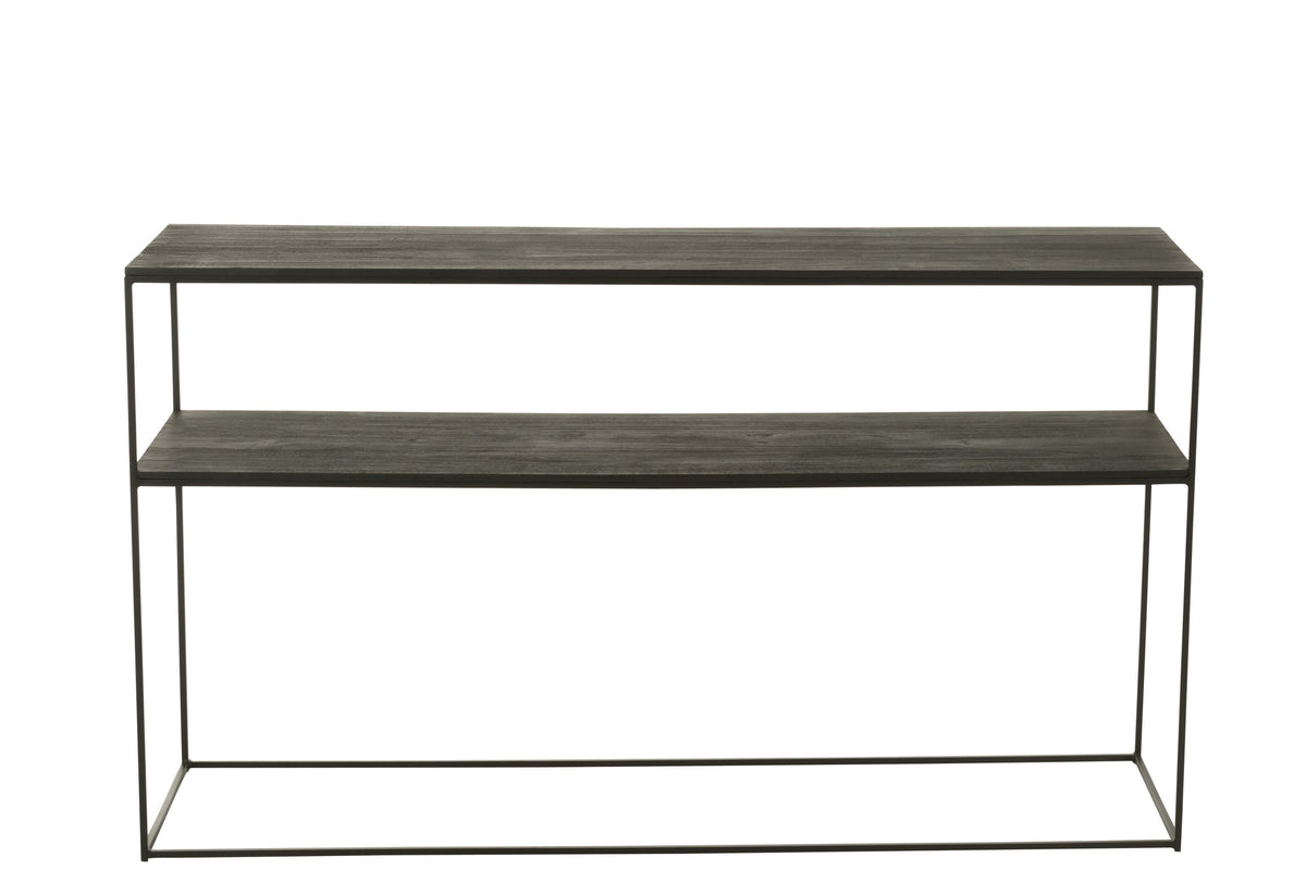 Konsole aus recyceltem Holz und schwarzem Metall