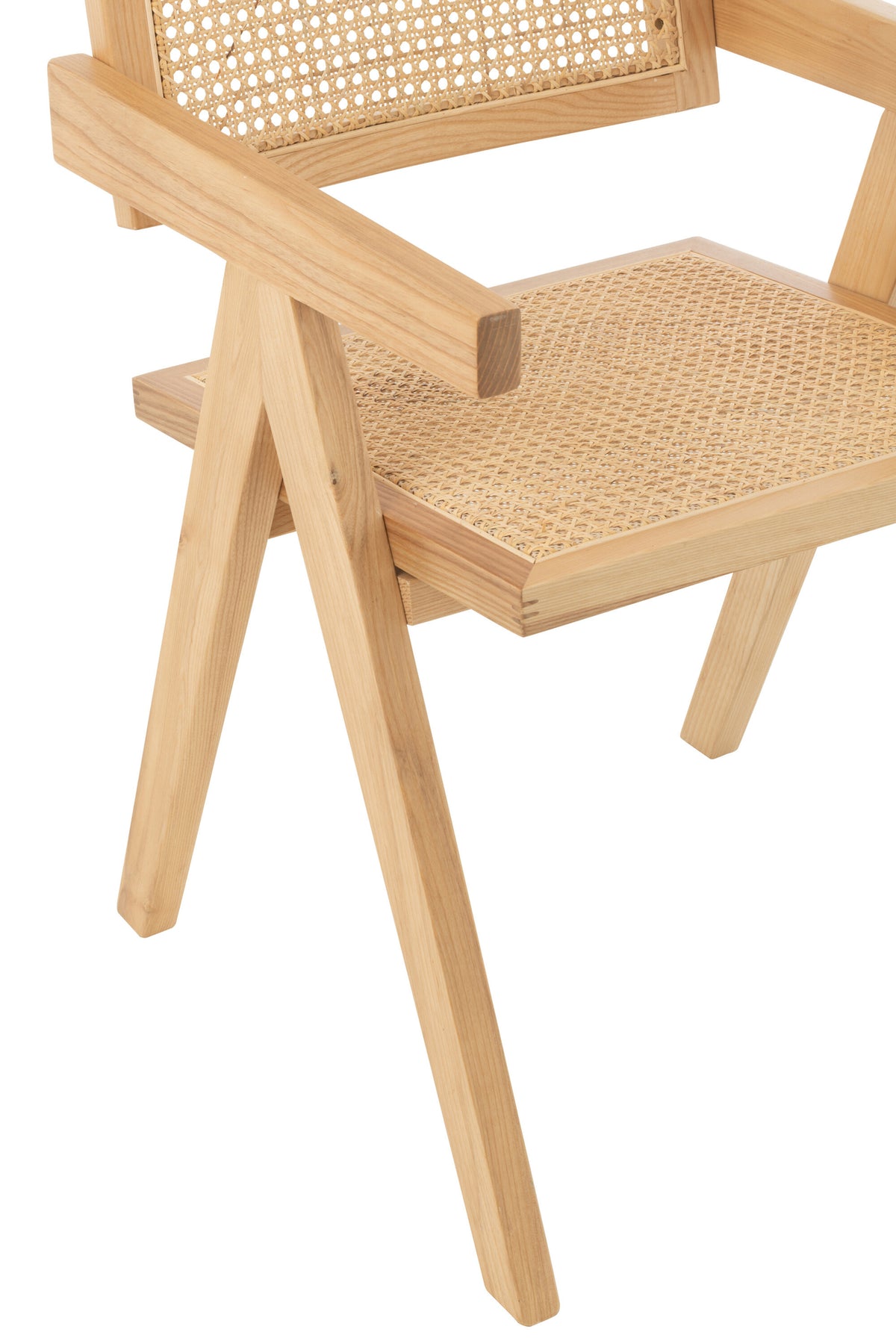 Stuhl aus natürlichem Rattan und Eschenholz | Elna
