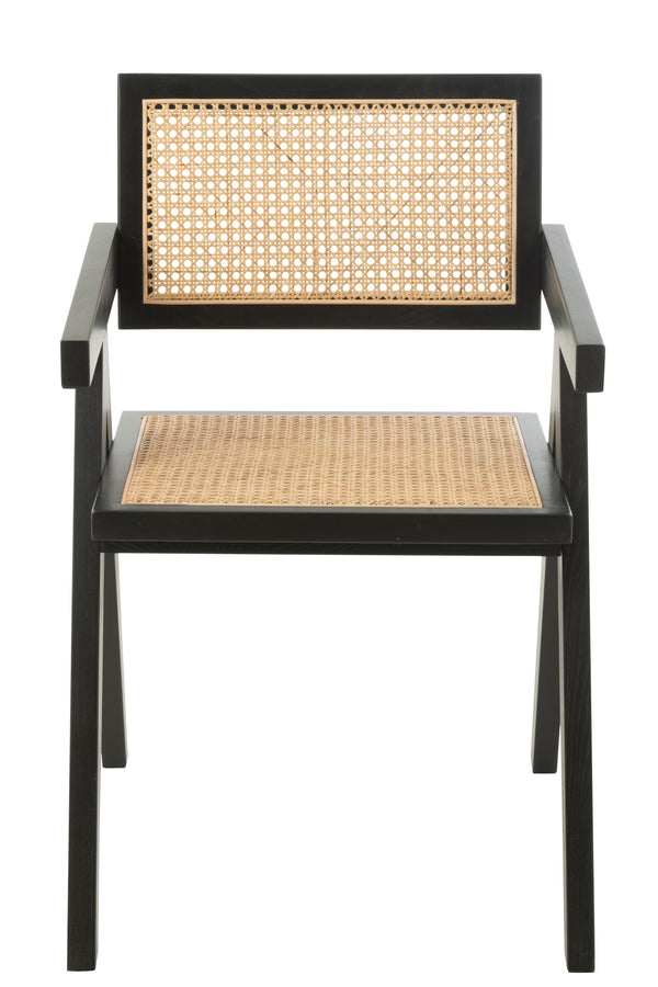 Stuhl Gitter Holz und Rattan Schwarz | Rina