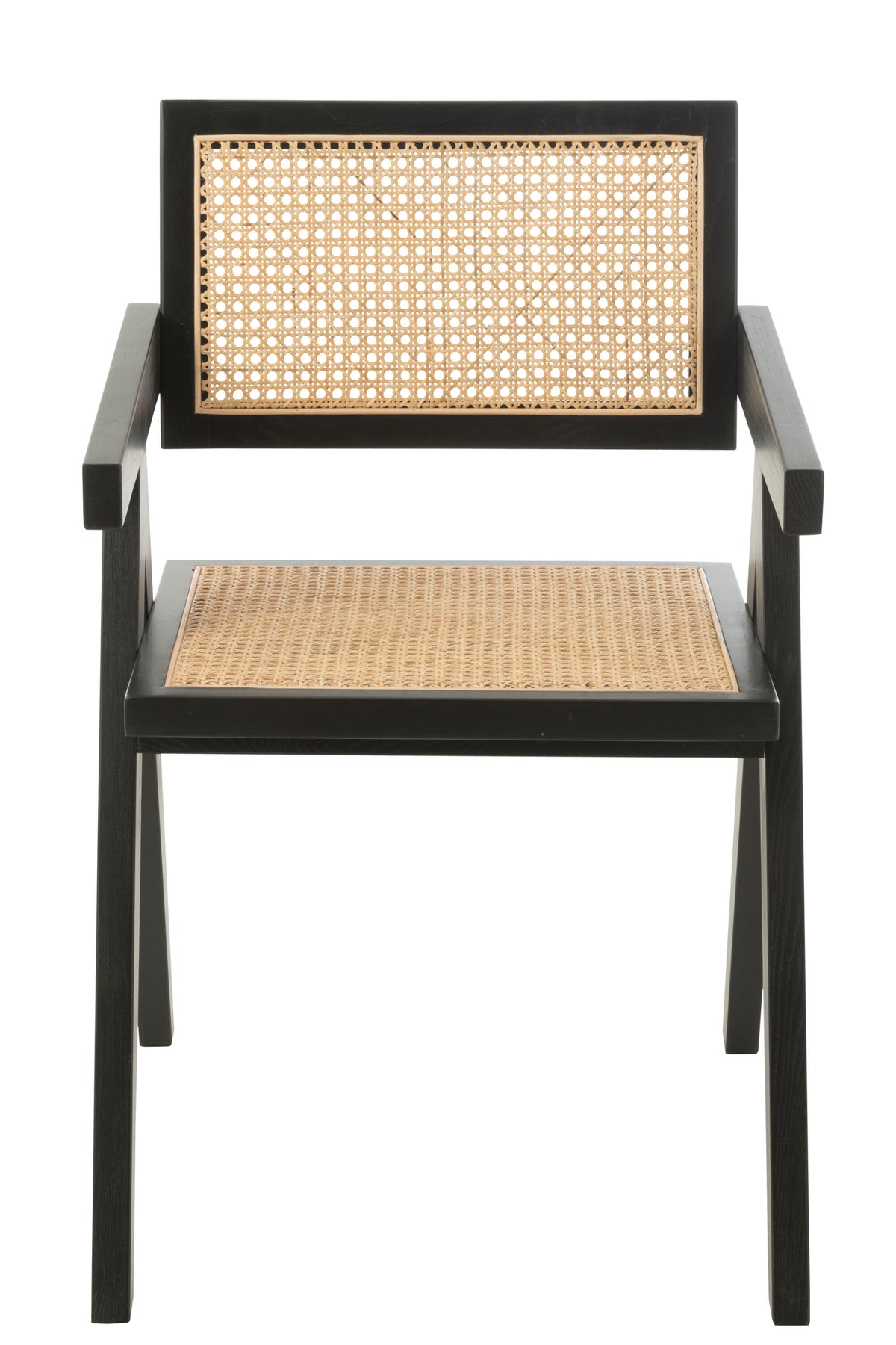 Stuhl Gitter Holz und Rattan Schwarz | Rina