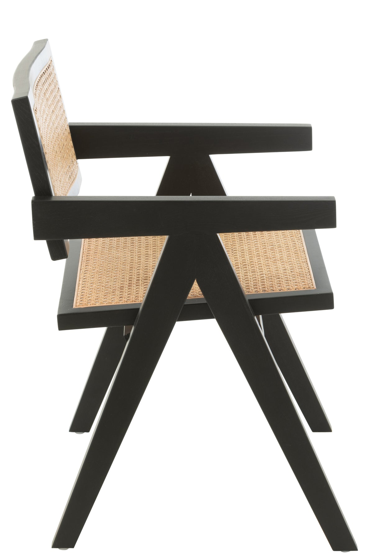 Stuhl Gitter Holz und Rattan Schwarz | Rina
