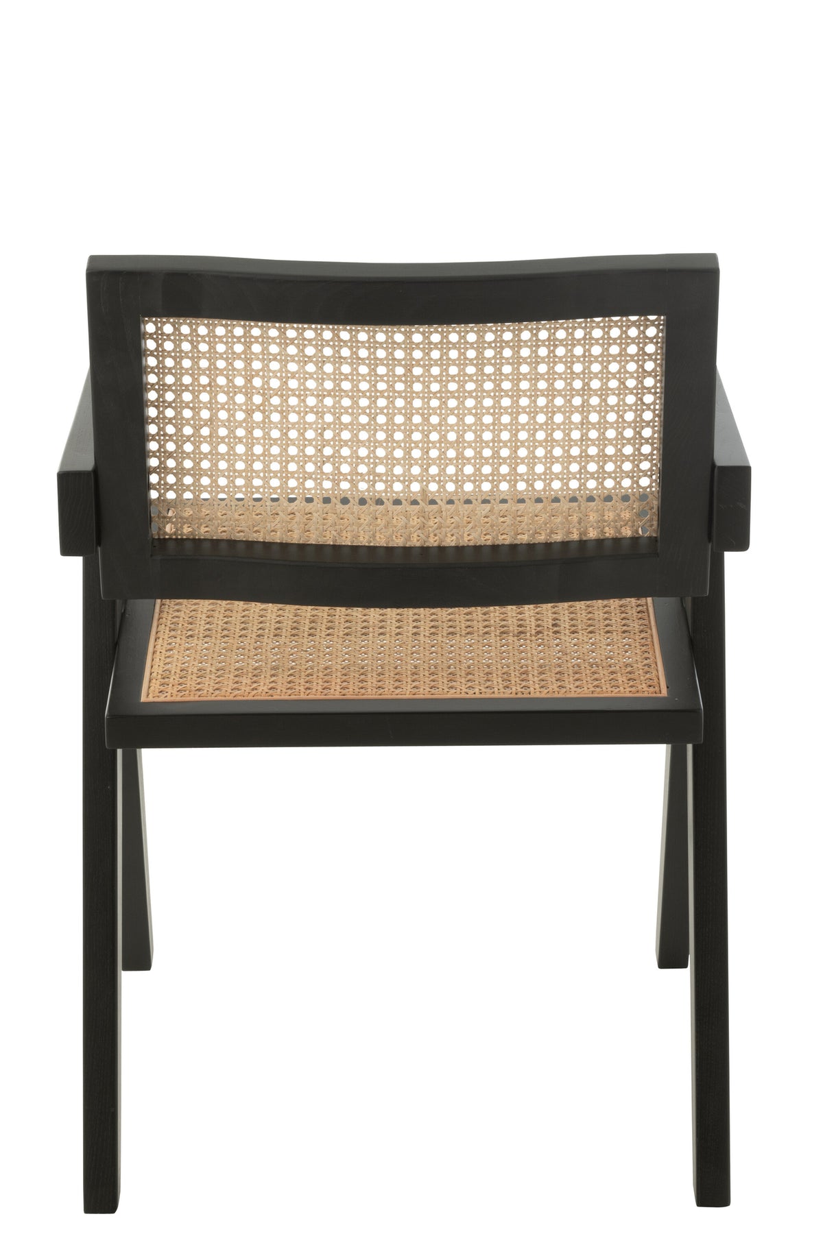 Stuhl Gitter Holz und Rattan Schwarz | Rina