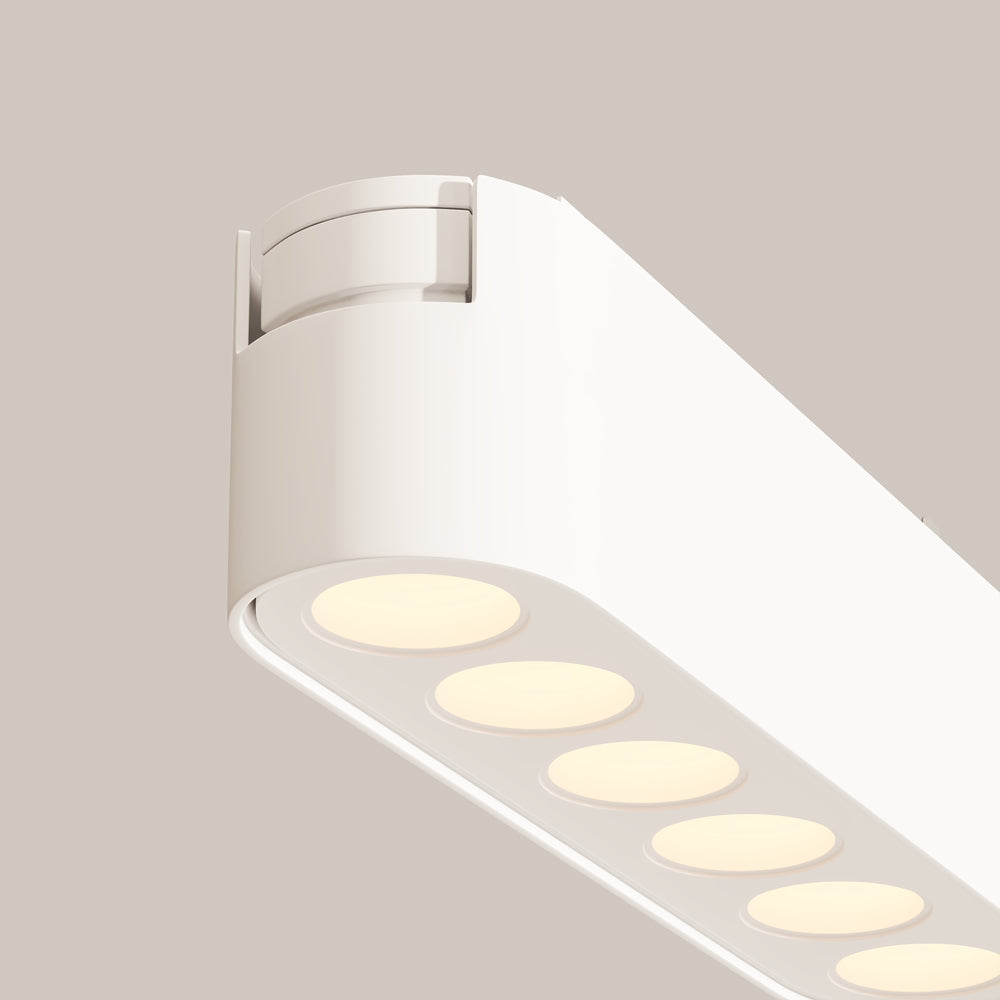 Détail des six diodes allumées sous le boîtier blanc brillant