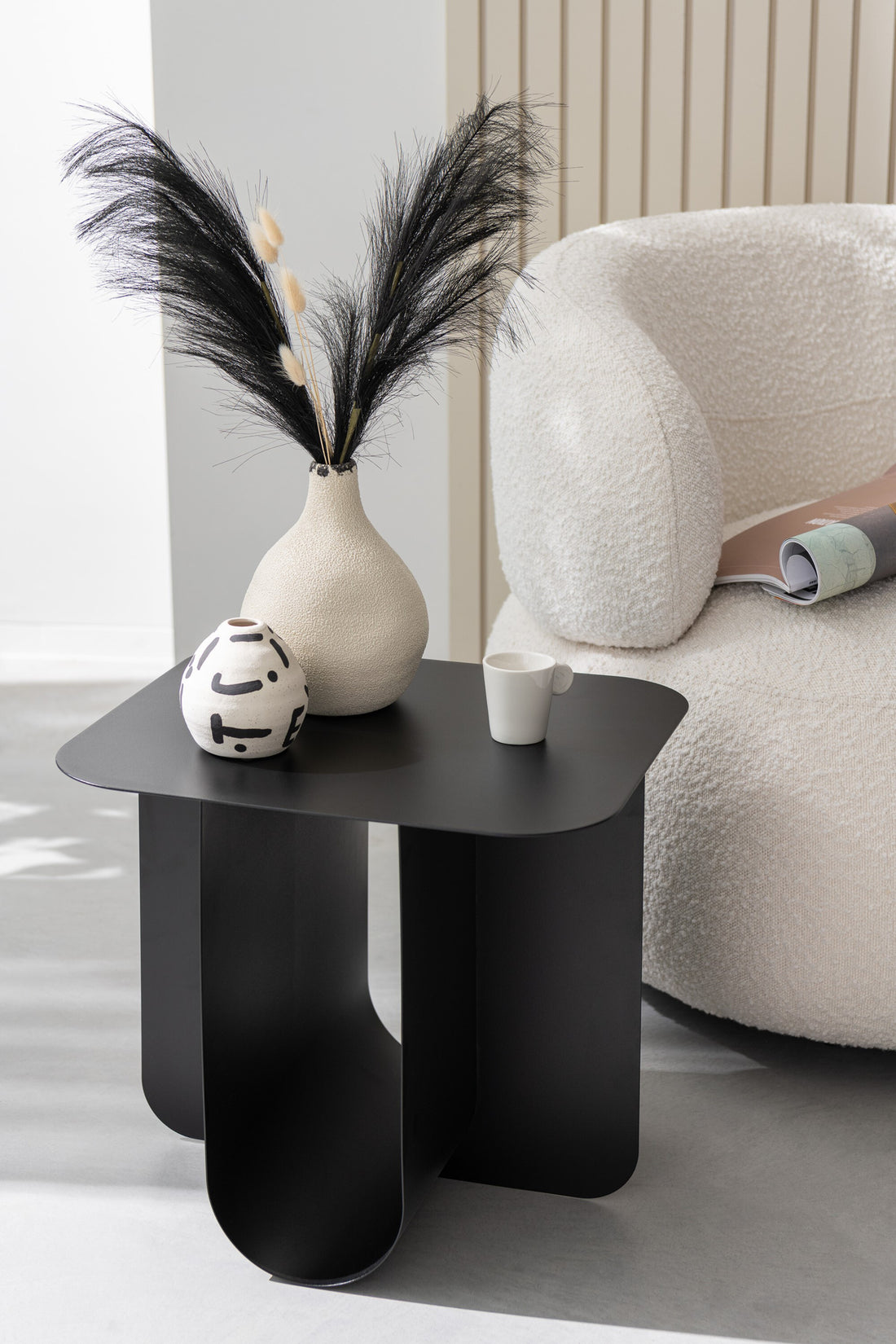 Vase aus Steinzeug, gemischt Schwarz-Weiß