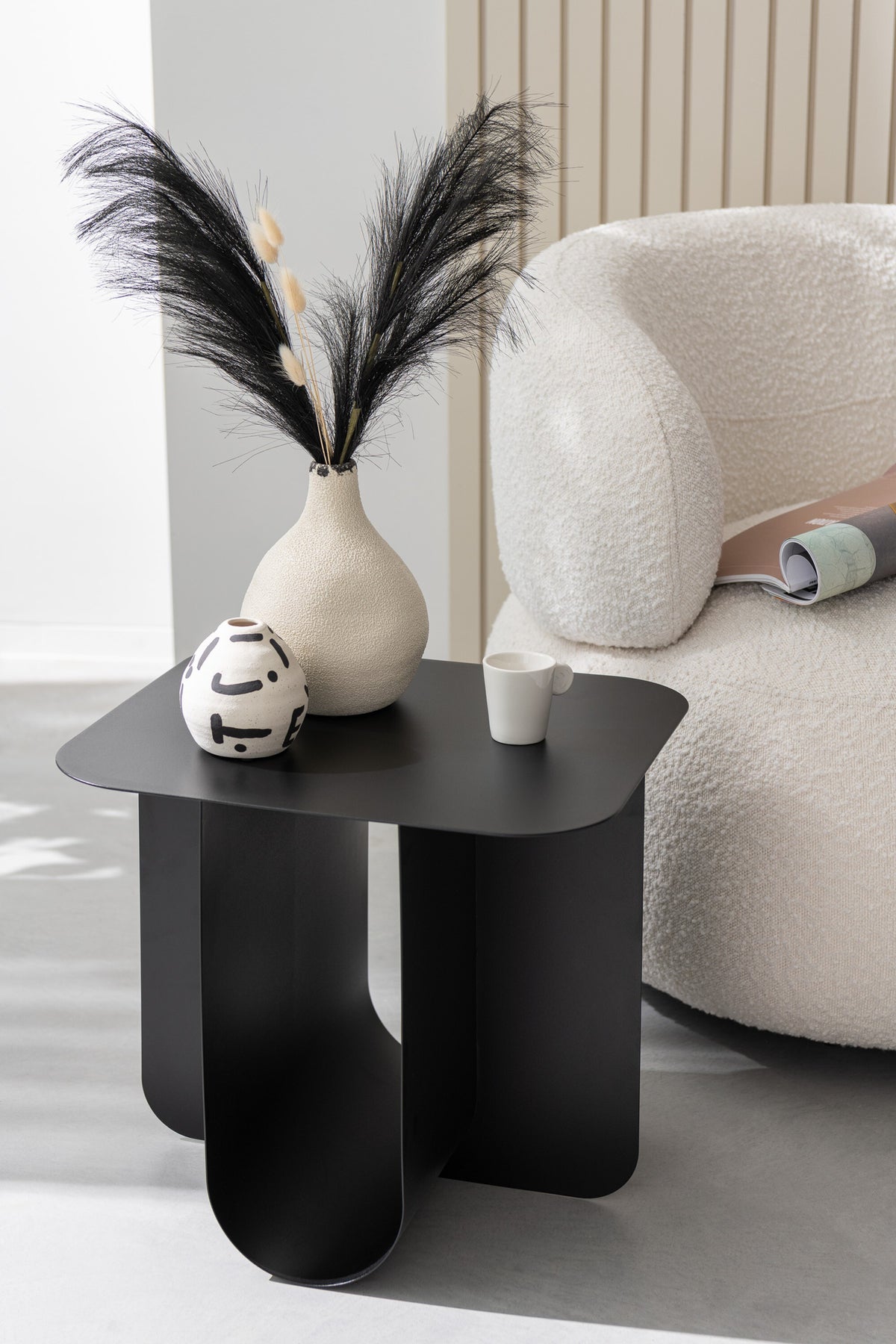 Vase aus Steinzeug, gemischt Schwarz-Weiß