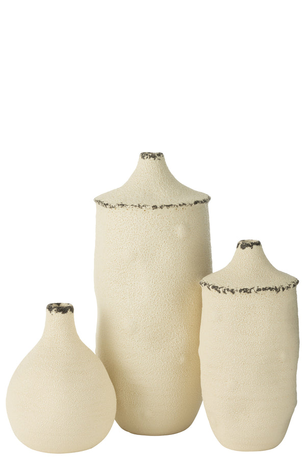 Große Vase aus weißem und schwarzem Steingut