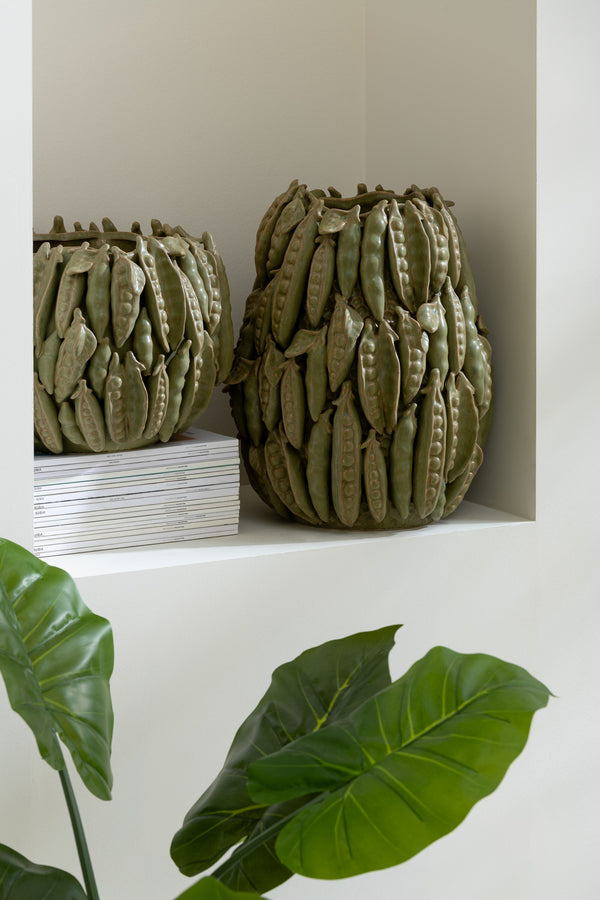 Vase aus grüner Tonerde Botanica groß