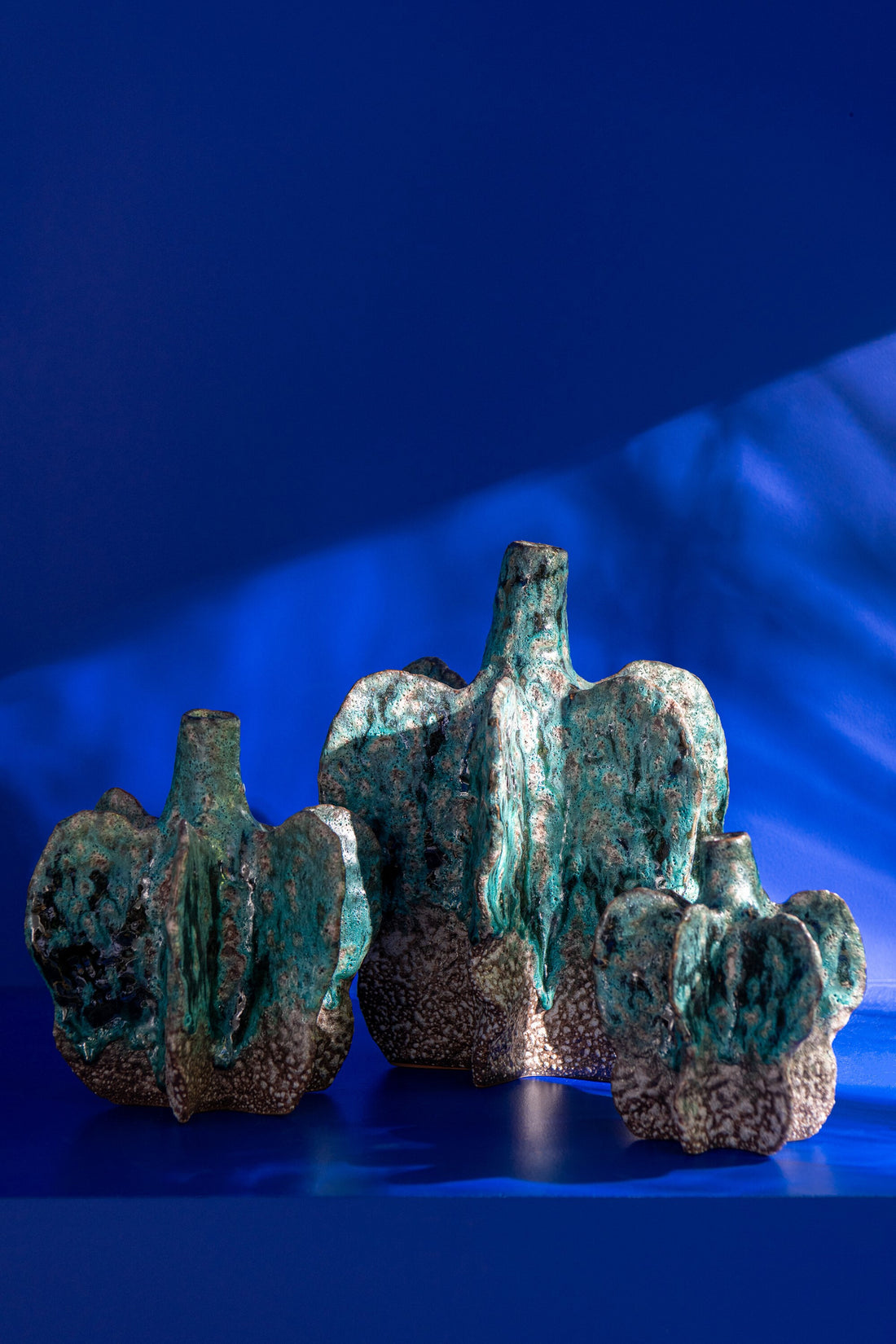 Kleine Vase Keramik Azurbraun