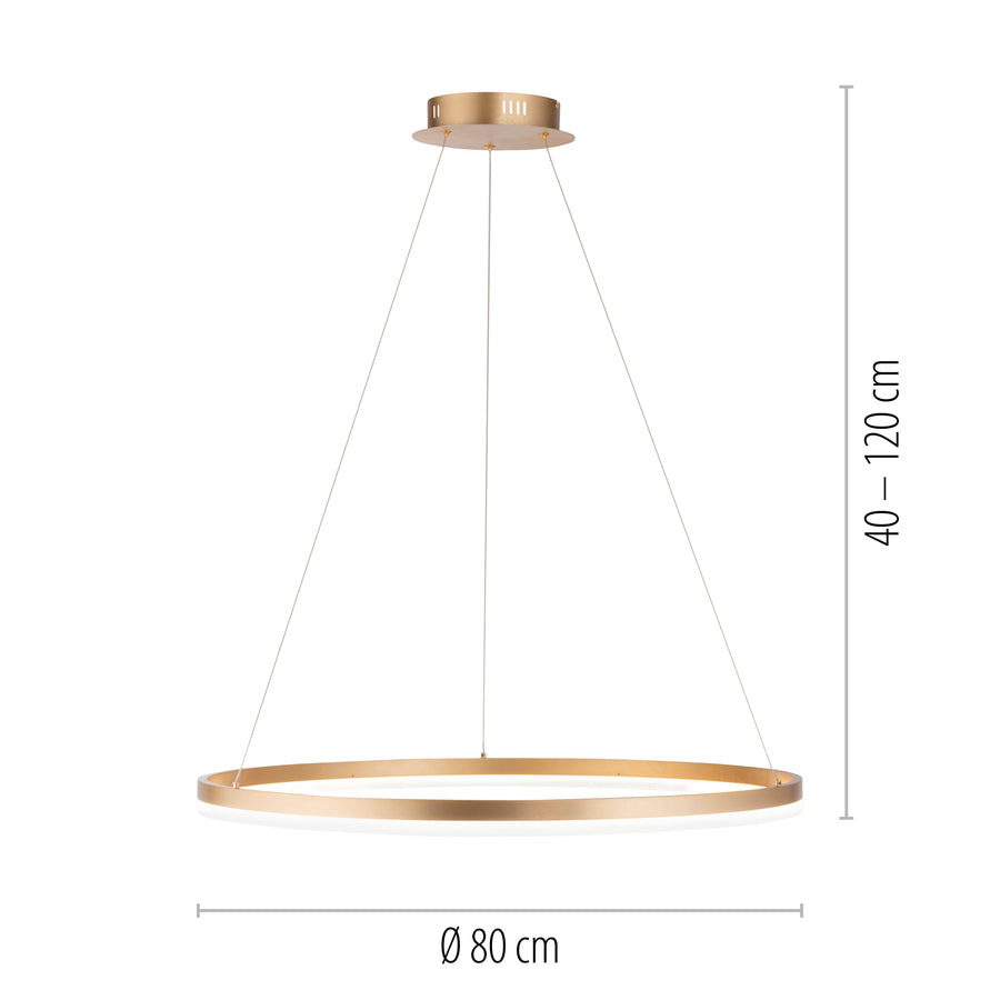Suspension Titus laiton mat, L 80 cm