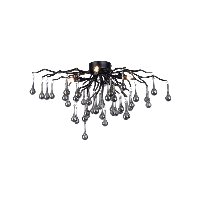 Plafonnier Icicle 4 lumières noir, verre