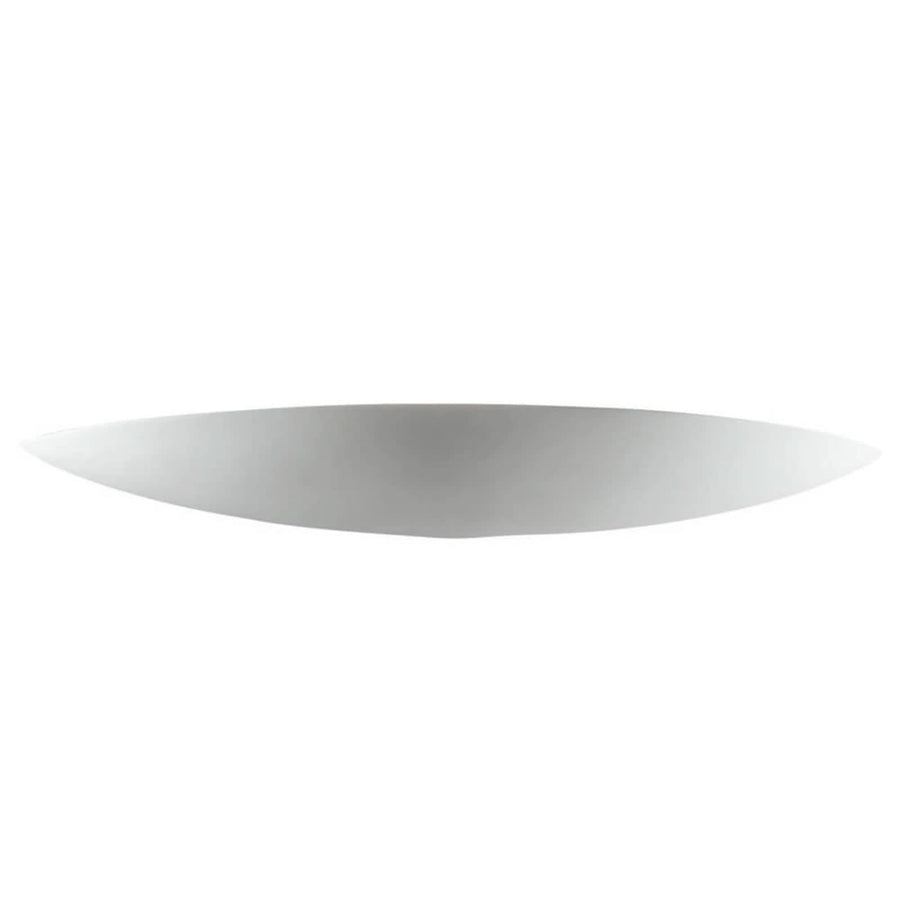 Vue de face du luminaire ovale blanc, sans contexte, sur fond neutre.
