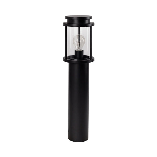 Borne lumineuse d'extérieur Sydney IP44 en verre, noir et transparent, Ø 15 cm, IP44