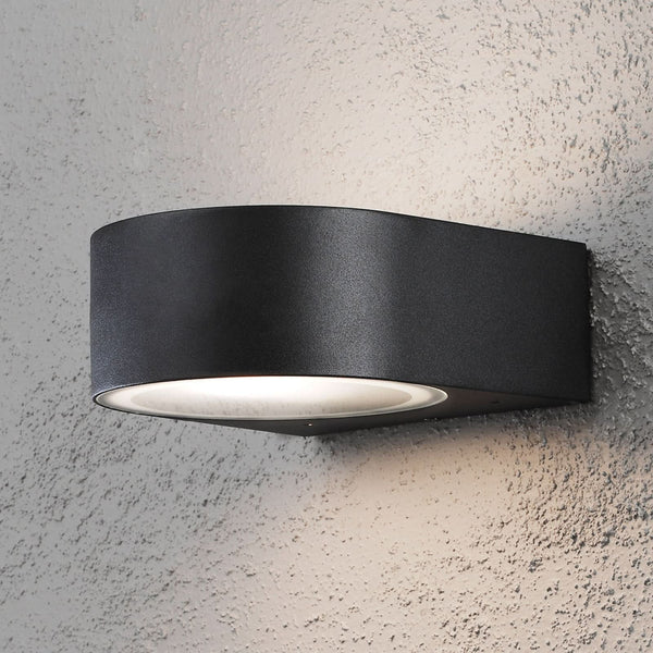 Applique d'extérieur Teramo en verre, noir, hauteur 7 cm, IP44