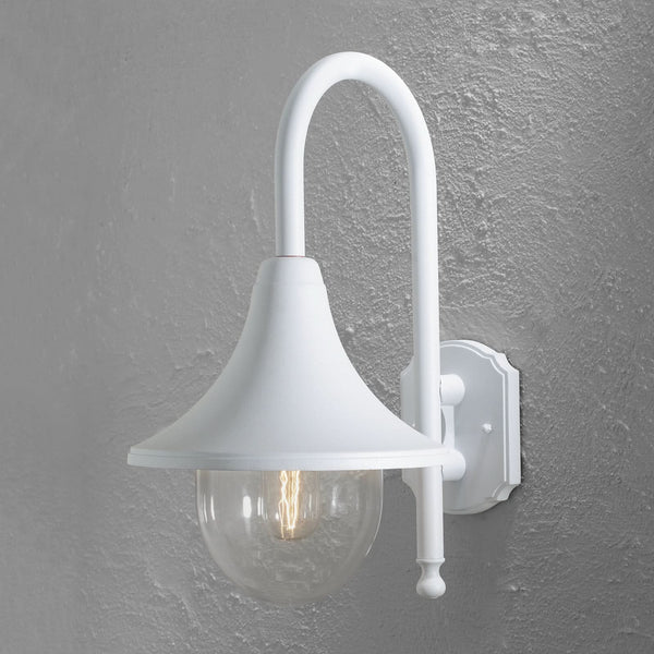 Applique d'extérieur Bari en aluminium, blanc et transparent, hauteur 44 cm, IP44
