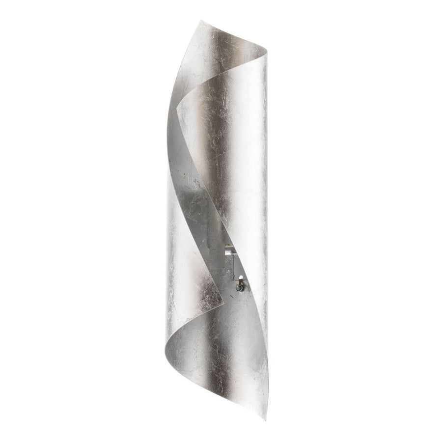 Applique murale Hué 37cm en acier, feuille d'argent, 2 lumières, Ø 8 cm