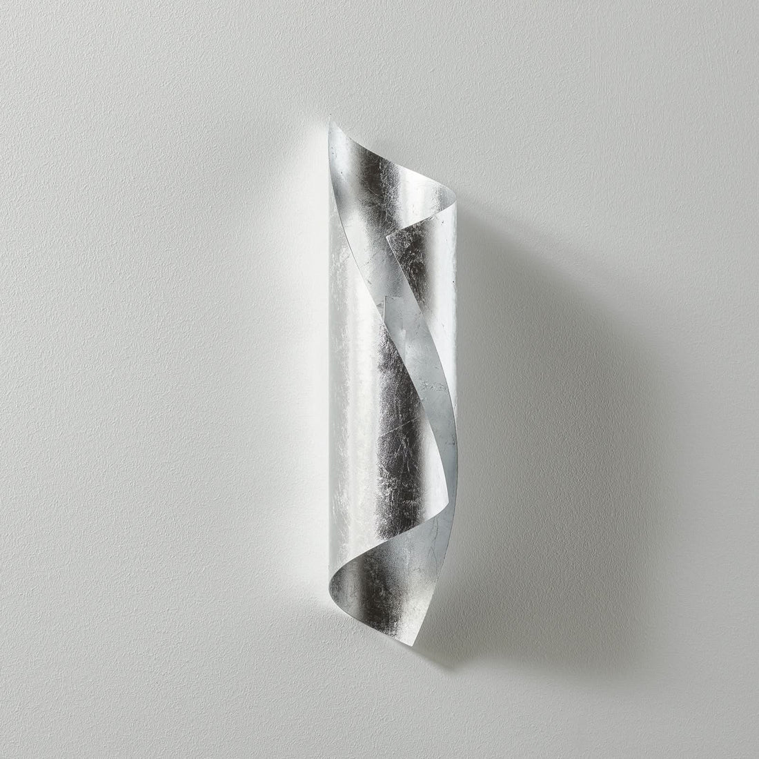 Applique murale Hué 37cm en acier, feuille d'argent, 2 lumières, Ø 8 cm