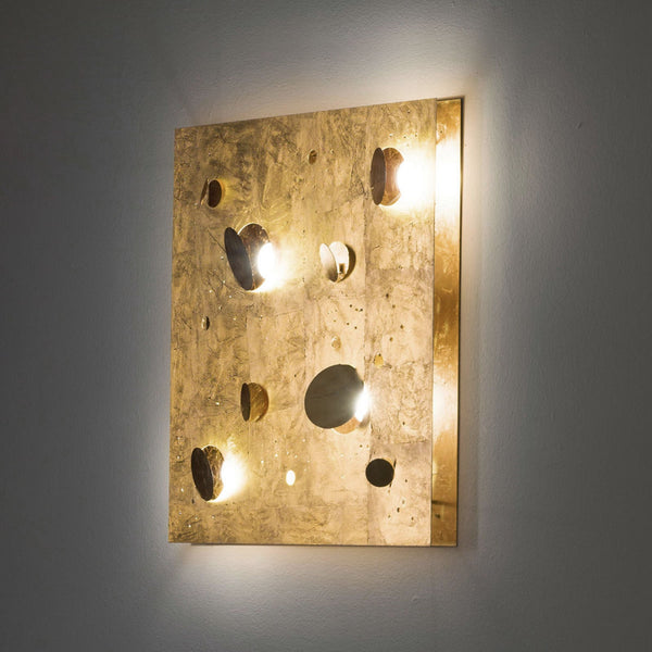 Applique murale LED Buchi 60x60 en acier, or, hauteur 60 cm