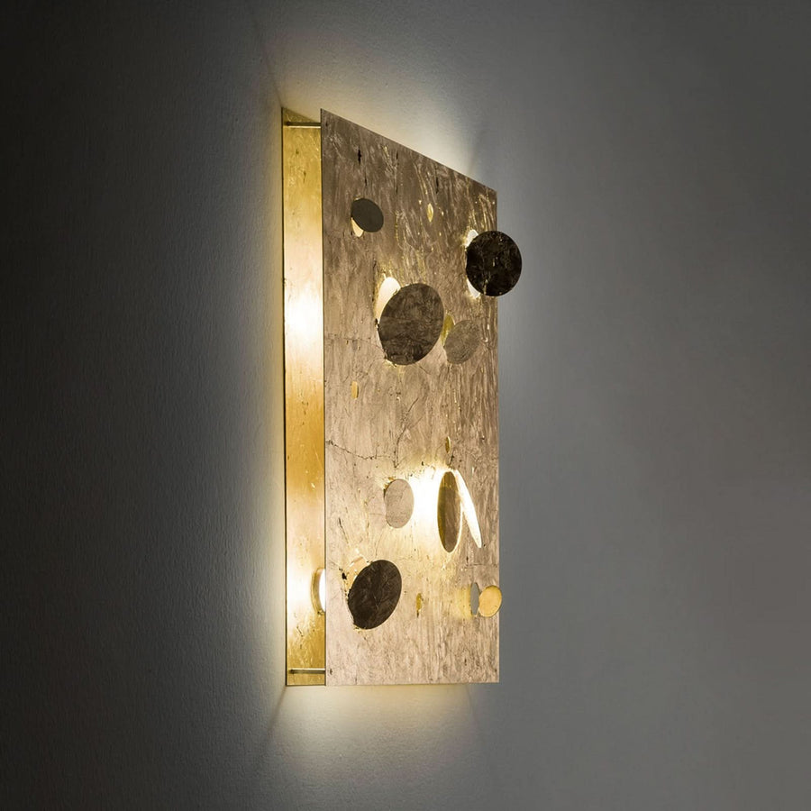 Applique murale LED Buchi 60x60 en acier, or, hauteur 60 cm
