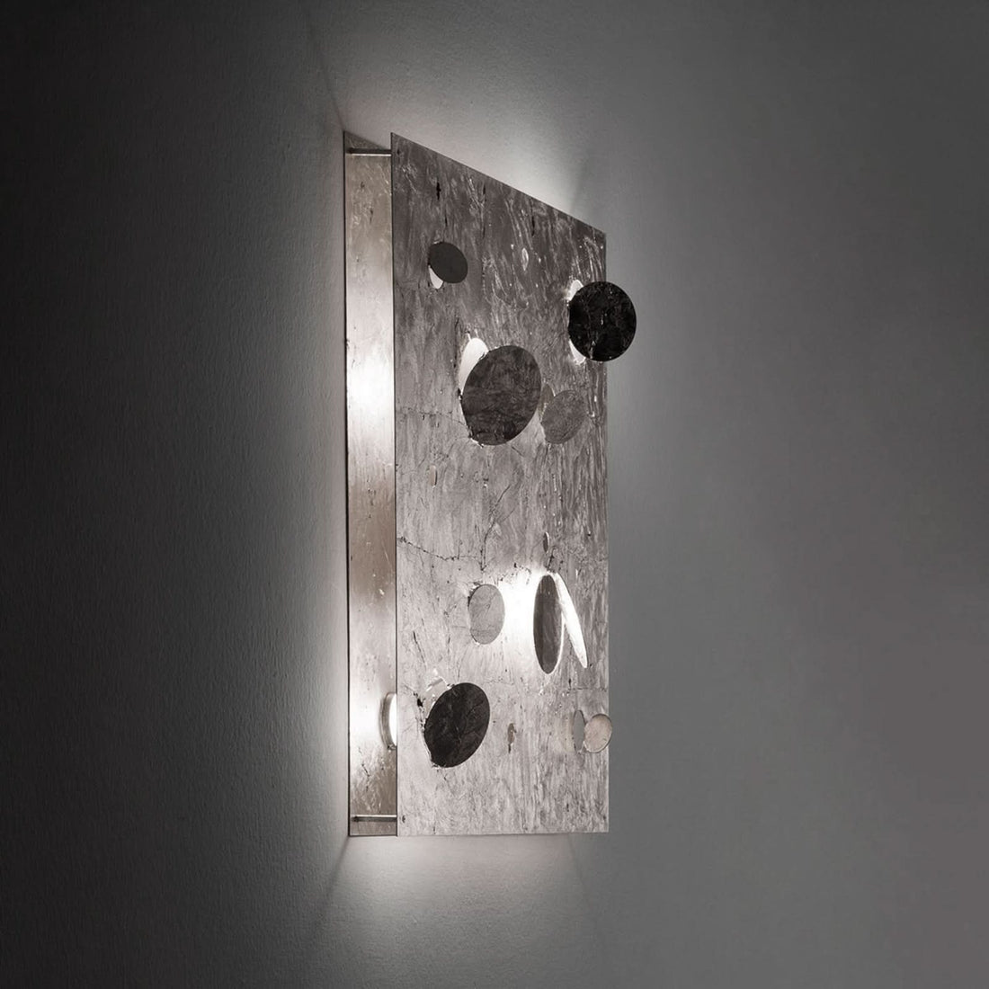 Applique murale LED Buchi 60x60 en acier, argent, hauteur 60 cm