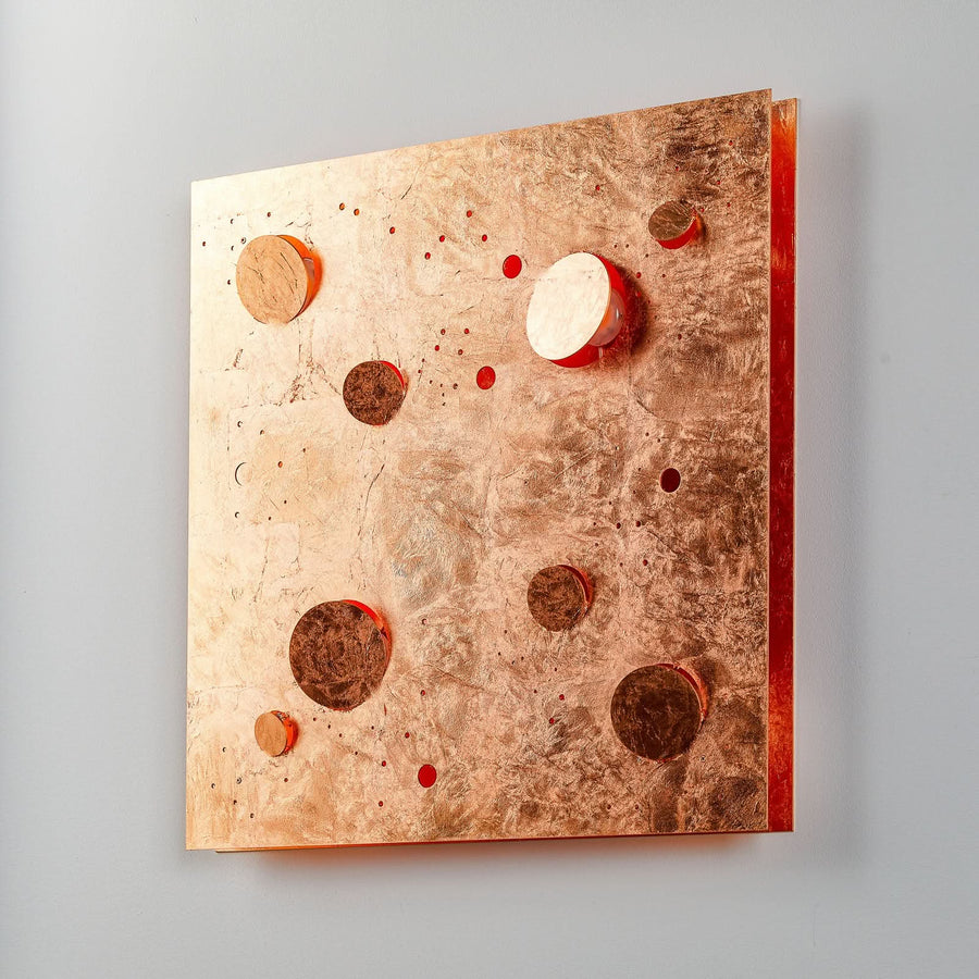 Applique murale LED Buchi 60x60 en acier, cuivré, hauteur 60 cm