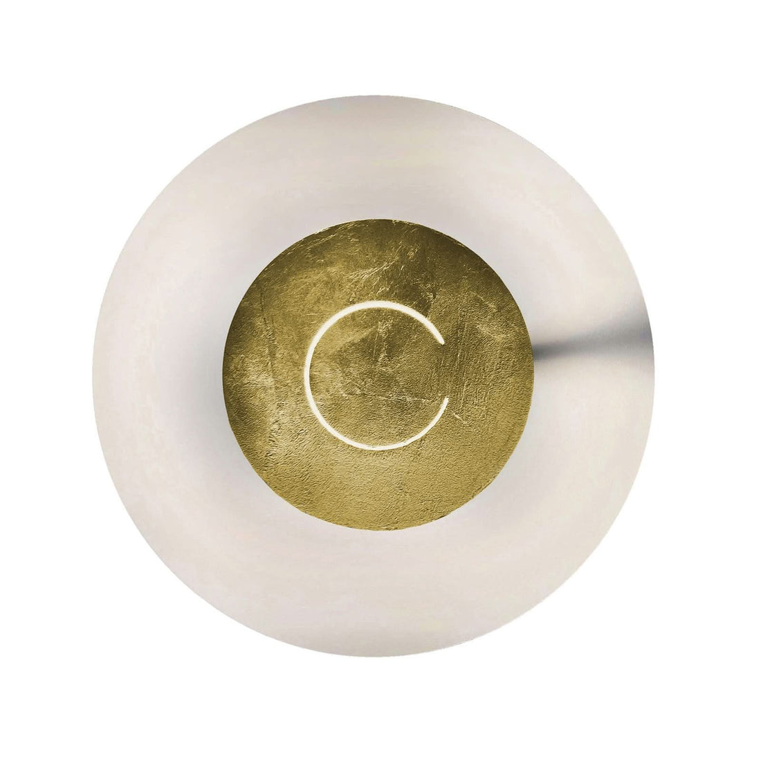 Applique murale LED DoppioZero en acier, blanc et feuille d'or, Ø 30 cm