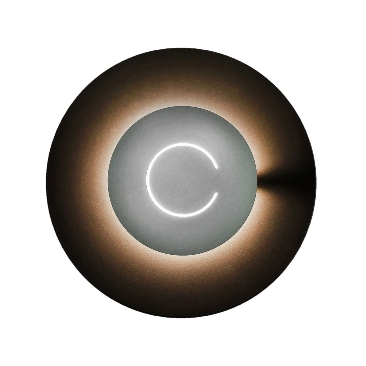 Applique murale LED DoppioZero en acier, marron foncé et blanc, Ø 30 cm