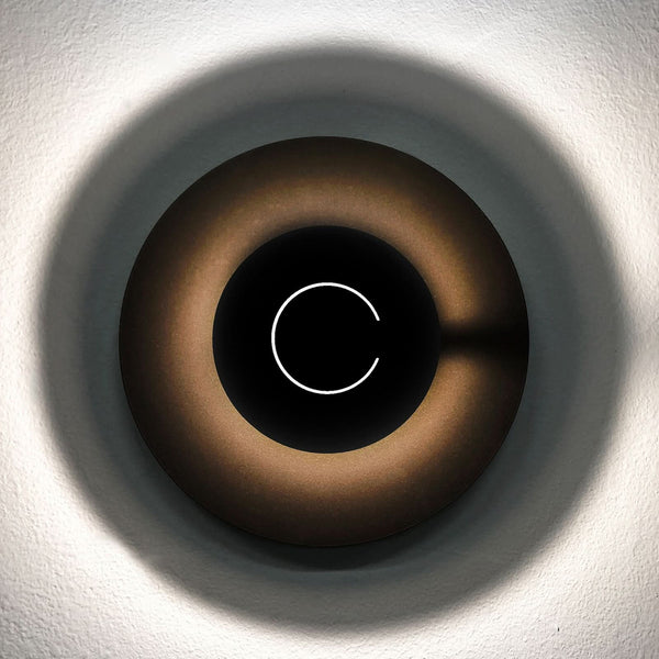 Applique murale LED DoppioZero en acier, marron foncé et noir mat, Ø 30 cm