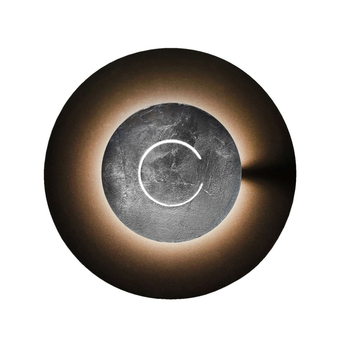 Applique murale LED DoppioZero en acier, marron foncé et feuille d'argent, Ø 30 cm