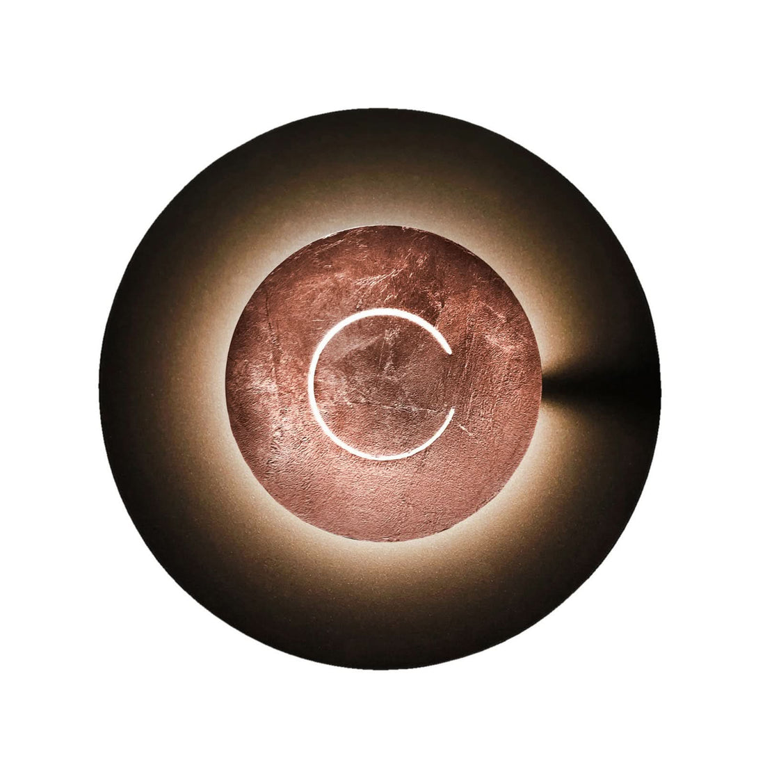 Applique murale LED DoppioZero en acier, marron foncé et feuille de cuivre, Ø 30 cm