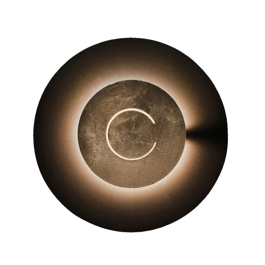 Applique murale LED DoppioZero en acier, marron foncé et bronze, Ø 30 cm