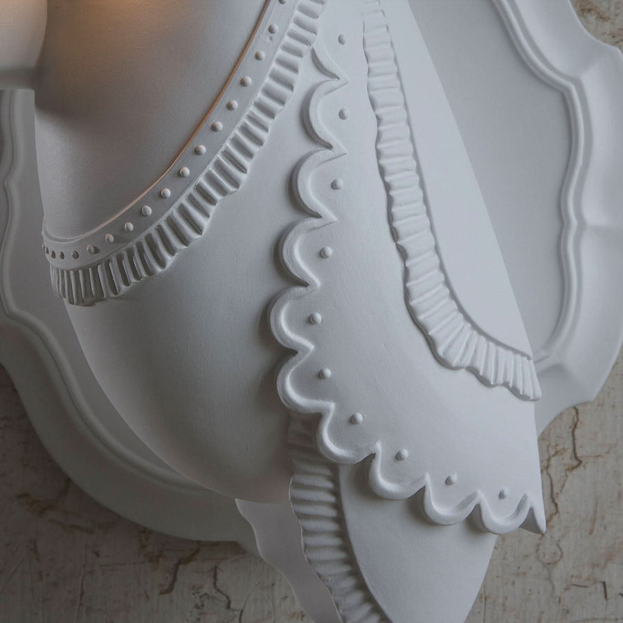 Applique murale Cubano en céramique, blanc mat, hauteur 45 cm