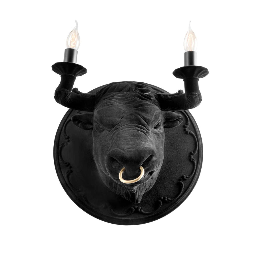 Applique murale Corrado en laiton, noir, 2 lumières, Ø 40 cm