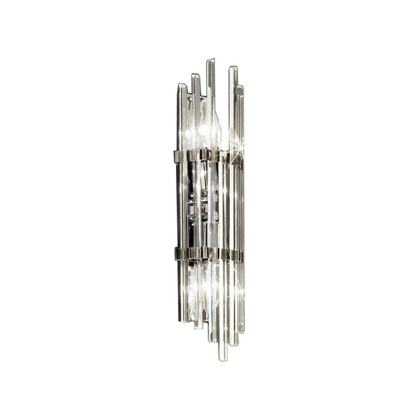 Applique murale Ontario en cristal, chromé et transparent, 2 lumières, hauteur 41 cm
