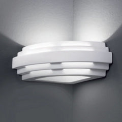 Applique murale Stiegel en céramique, blanc, hauteur 8 cm, 60 W, largeur 23 cm