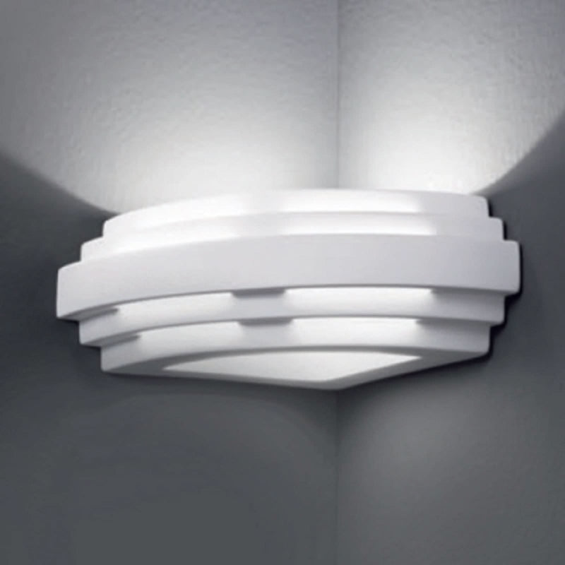 Applique murale Stiegel en céramique, blanc, hauteur 8 cm, 60 W, largeur 23 cm