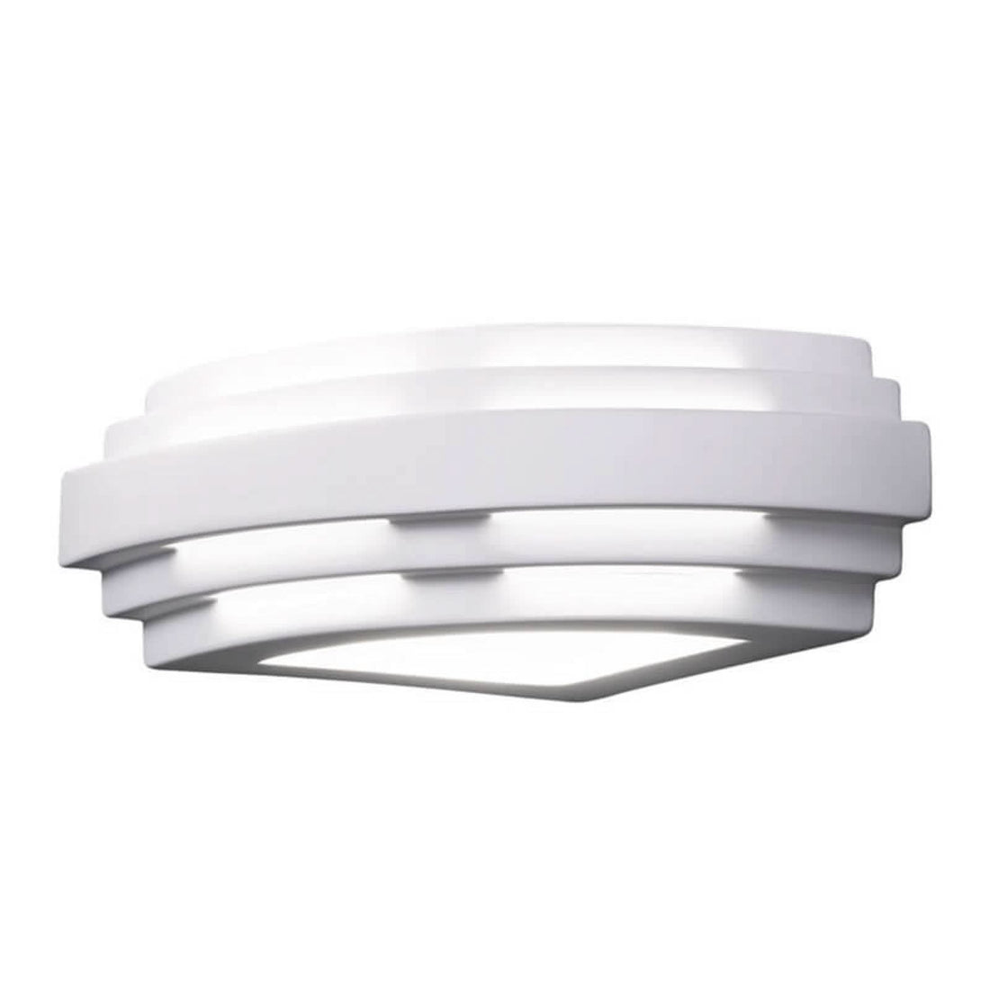 Applique murale Stiegel en céramique, blanc, hauteur 8 cm, 60 W, largeur 23 cm