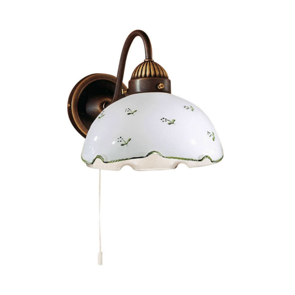 Applique murale Nonna en verre, laiton ancien et vert, hauteur 20 cm, 75 W, largeur 20 cm, modèle 2