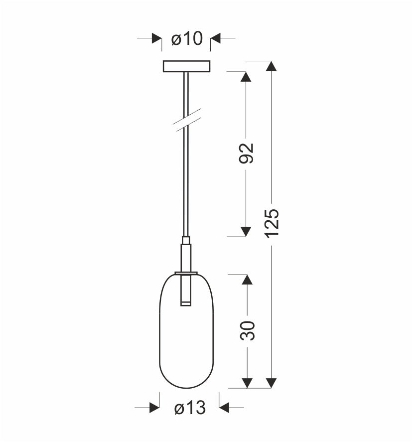 Schéma de dimensions de la suspension avec diamètre et hauteur totales