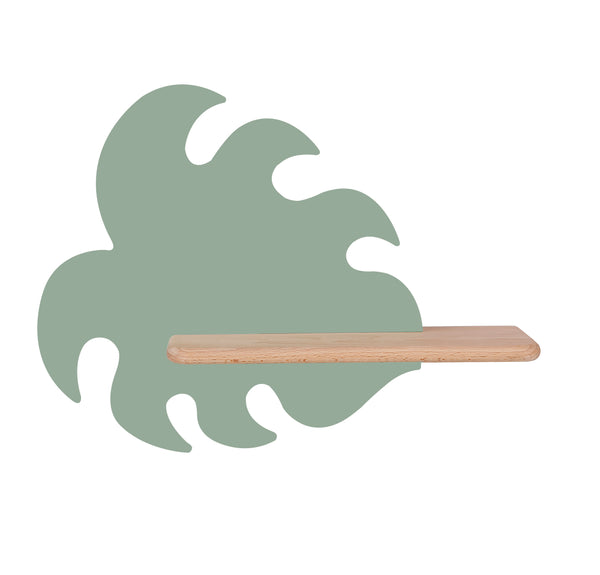 Applique murale LED Monstera pour chambre d'enfant verte, bois