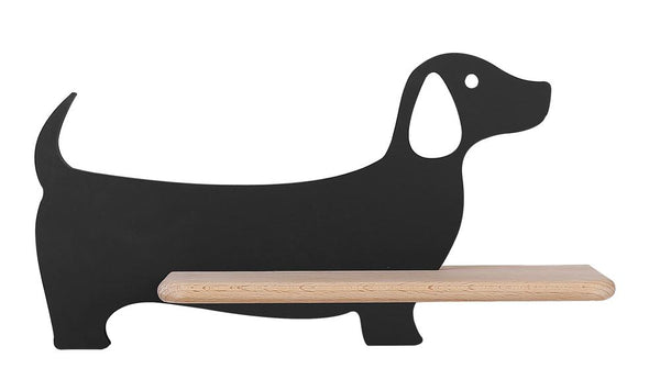 Applique murale LED Dog pour chambre d'enfant noire, bois