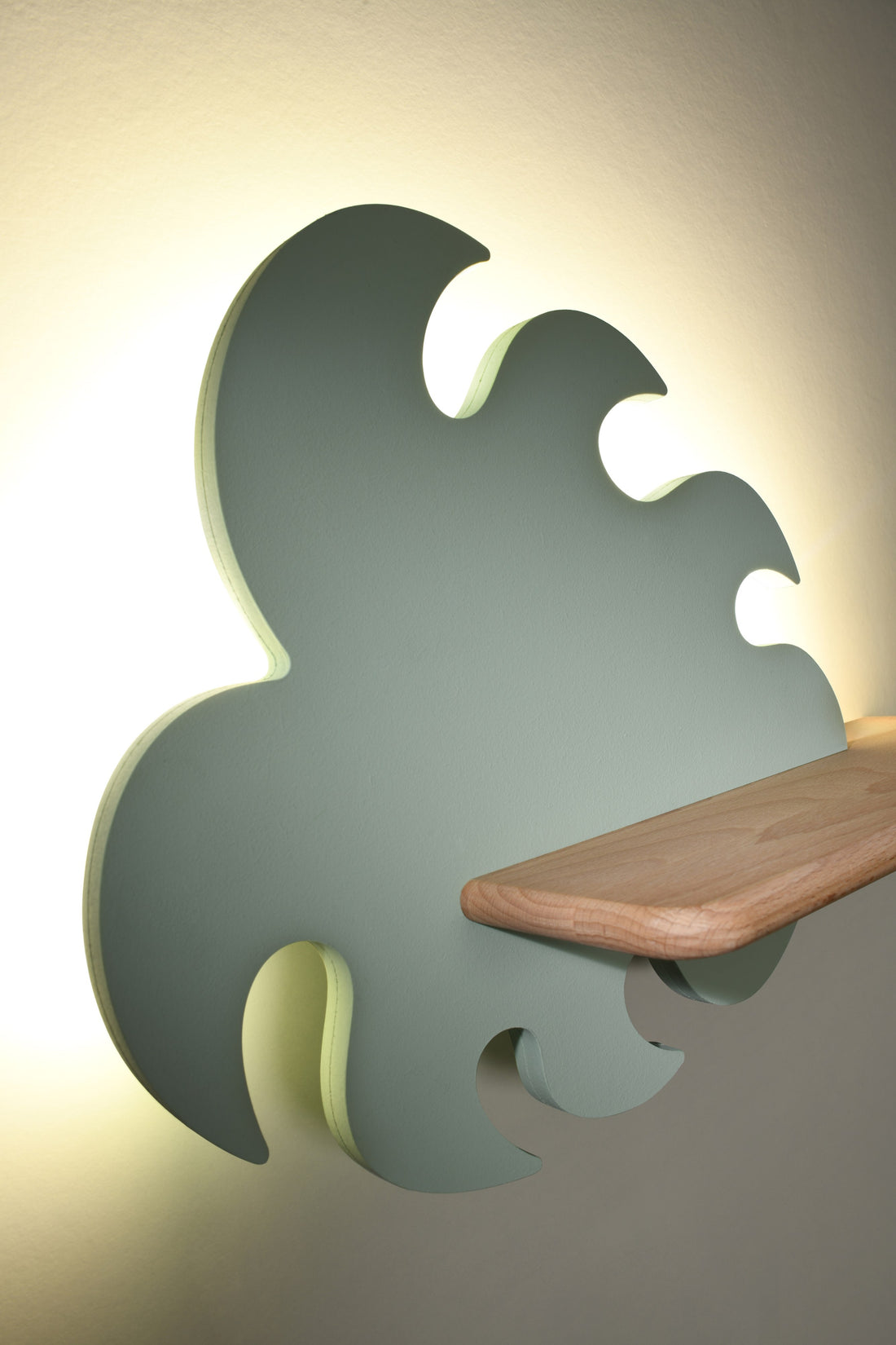 Applique murale LED Monstera pour chambre d'enfant, bois