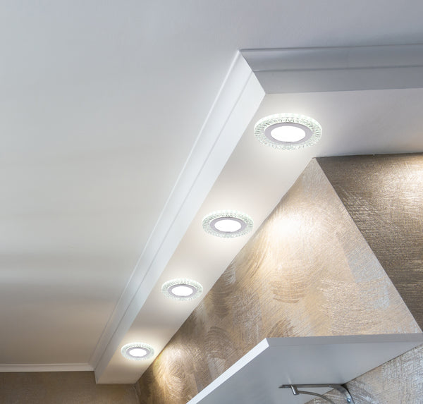 Spot encastrable LED SSP-28 2 lumières argenté et transparent, verre