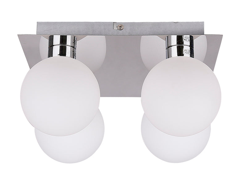 Plafonnier Oden 4 lumières blanc, verre