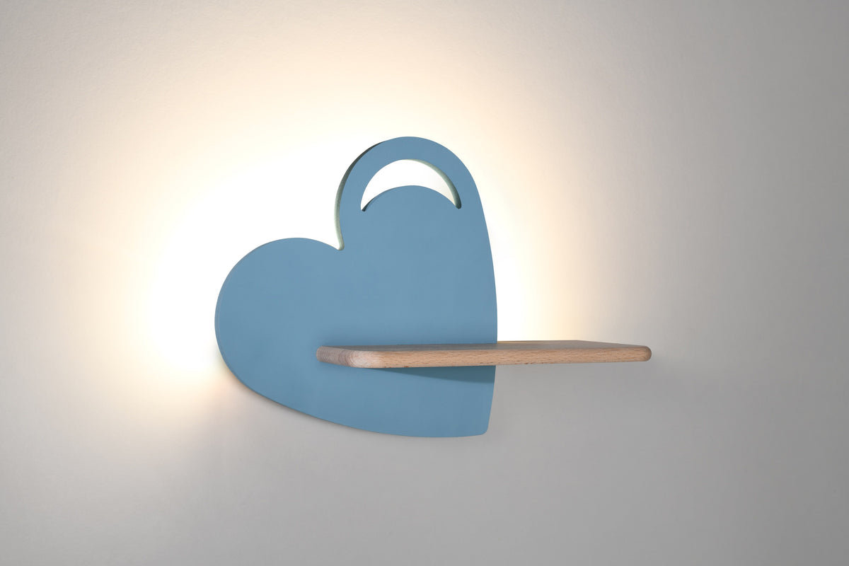 Applique murale LED Heart pour chambre d'enfant bleue, bois (réf. 21-03867)