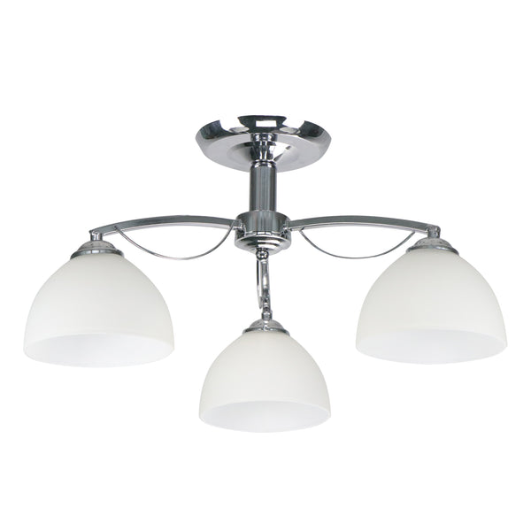Plafonnier Filona 3 lumières chromé et blanc, verre