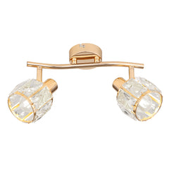 Plafonnier Dubai 2 lumières doré, cristal