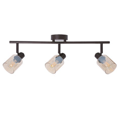 Plafonnier Agra 3 lumières noir, verre, L 58 cm